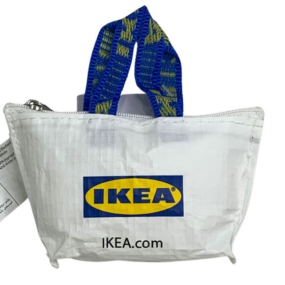 NEW IKEA Japan Mini Pink White Zipper Coin Keychain Mini Bag Tote Purse - Picture 3 of 10